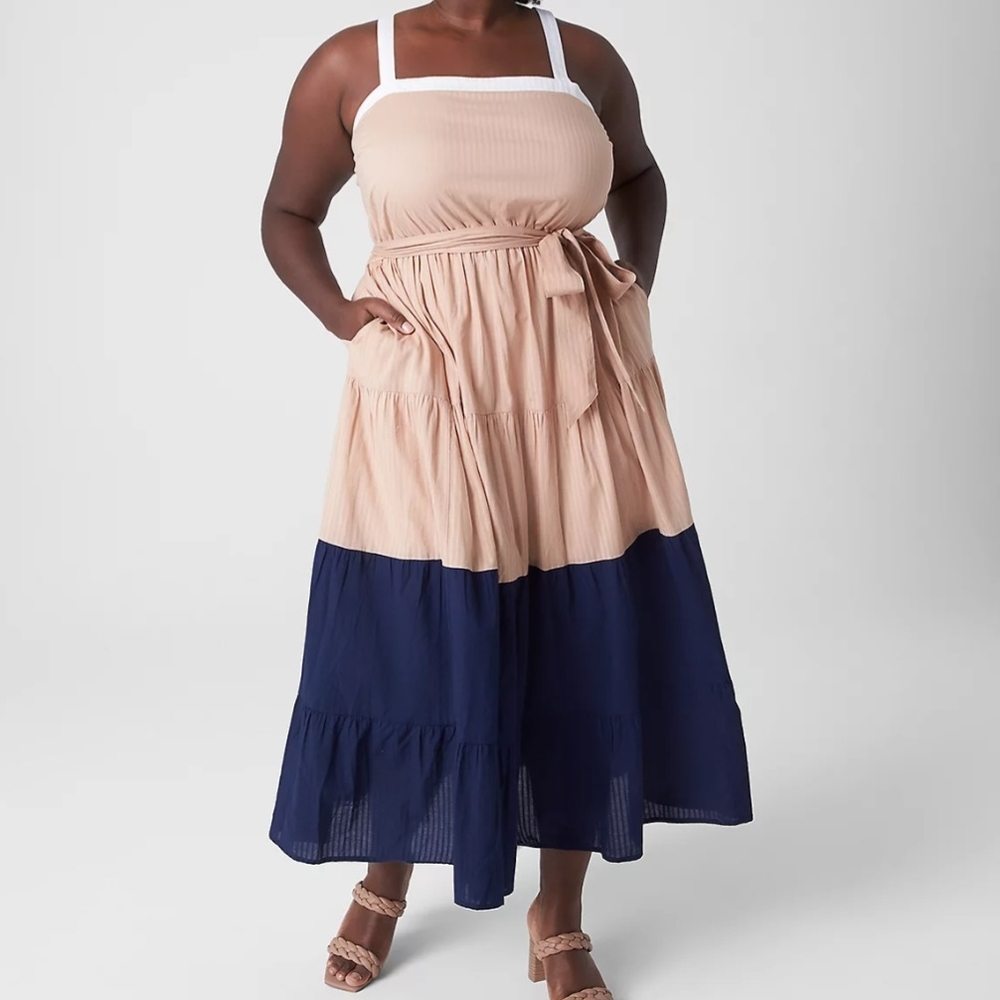 NWT Lane Bryant Chic Color Block Dress with Tie Waist Size 22/24